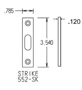 #552-SK Pocket Lock Strike Dimensions