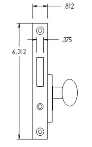 9232 Sidelight Mortise Mechanism Dimensions - Edge View