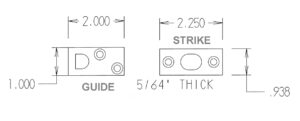 Extension Flush Bolt Strike & Guide Dimensions