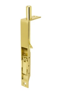 Finger Friendly Flush Bolt Square Corner; Engaged - US 3 Polished Brass