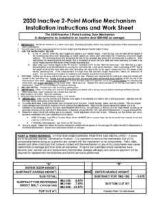#2030 2-Point Inactive Mechanism Installation Instructions