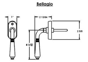 Bellagio Lift & Slide Window Handle - Dimensions