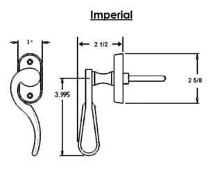 Imperial Lift & Slide Window Handle - Dimensions